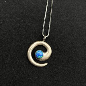 LOWELL DRAPER NAVAJO Sterling Silver Blue OPAL Handmade Swirl Spiral Pendant